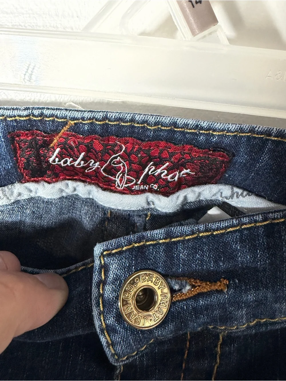 Y2K Baby Phat Rhinestone Logo Dark Wash Jeans Women’s Size 22 - Picture 4 of 9